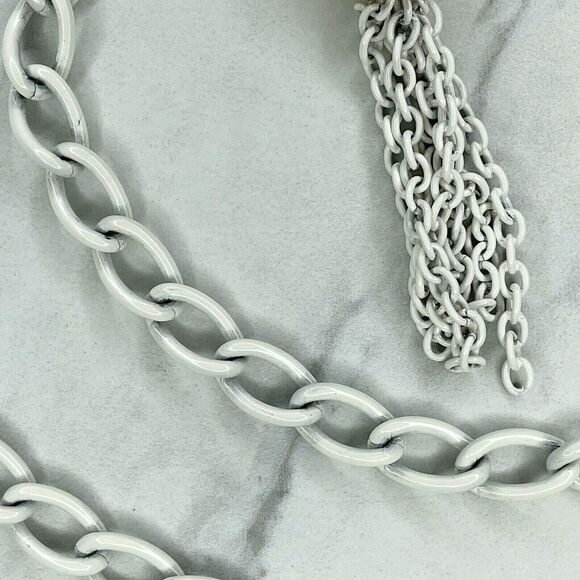 White Beehive Swirl Tassel Charm Chain Link Belt Extra Small/Small (XS/S) ✨ - Picture 4 of 11